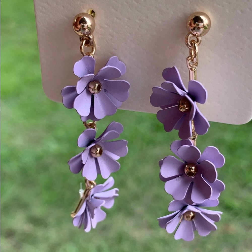 Lilac Drop Dangled Flowers Earrings